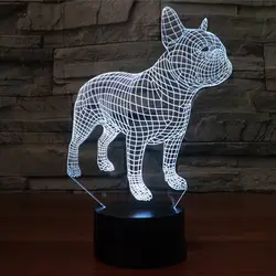 Креативный светодиодный бульдог моделирование бульдог 3D светодиодный ночник 7 цветов USB голограмма Декор лампа настольная лампа домашний