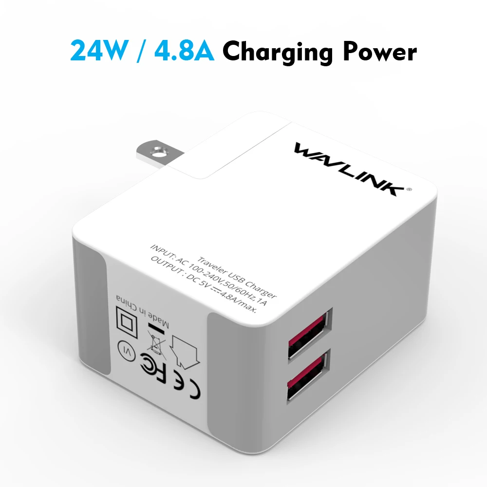 Wavlink 2/4 порт универсальный USB зарядное устройство адаптер 24 Вт 4.8A Портативный Путешествия интеллектуальное Сетевое зарядное устройство адаптер EU/US/UK/AU/сменный штекер