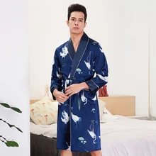 Летний серый Принт животных мужской вискозный шелковый халат повседневное кимоно халат юката Ночная Одежда Домашняя одежда пижамы