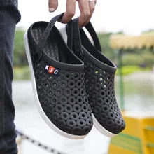 Мужские летние туфли пляжные сандалии Weightlight цвет: черный, Синий студентов удобные дышащие плоские Сад Сабо Aqua болотная обувь