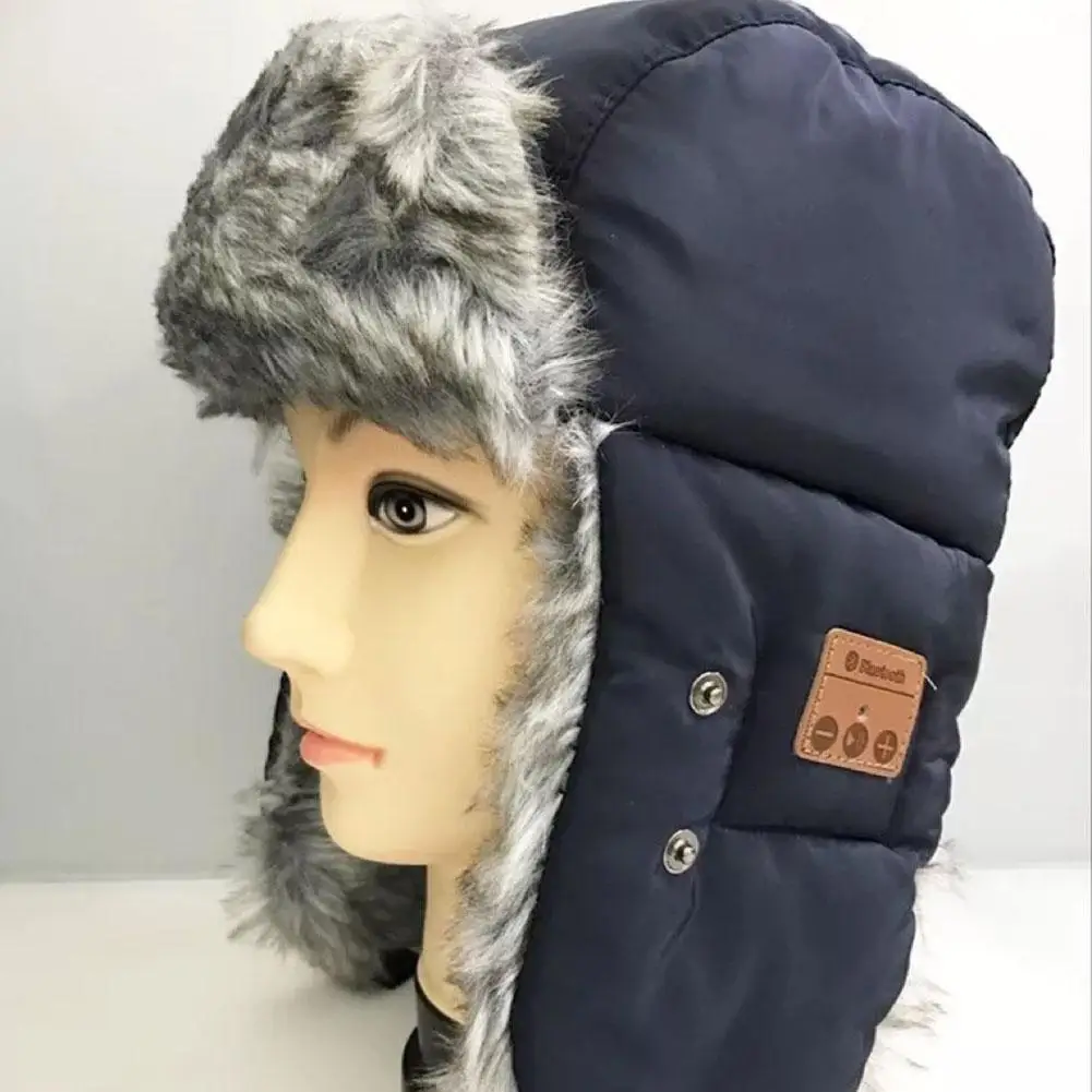 5.0 Bluetooth Warm Lei Feng Cap Cotton Winter Warm Snow Hat Bluetooth Warm Hat Headband Wireless Blueooth Earphone 