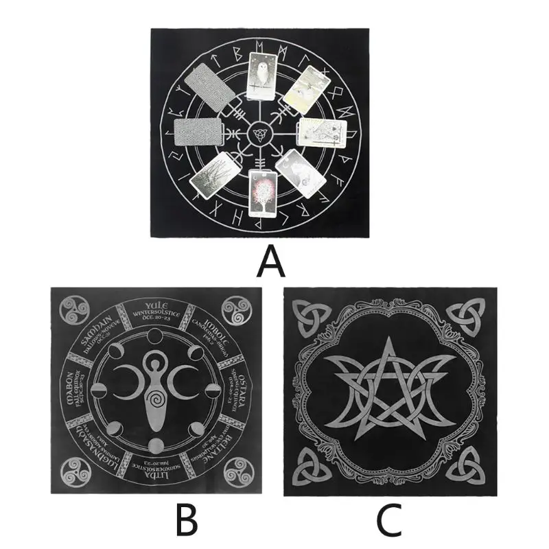 

49x49cm Tarot Tablecloth Triple Moon Pentagram Pagan Altar Tarot Cloth Flannel