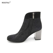 Rosstyle Women Stylish Bicolor Metal Full Grain Leather Ankle Boots Dazzle Black High Heel Women Shoes Autumn Genuine LeatherB15 Rosstyle Women Stylish Bicolor Metal Full Grain Leather Ankle Boots Dazzle Black High Heel Women Shoes Autumn Genuine LeatherB15