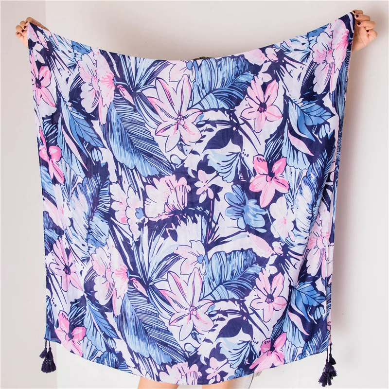

2018 New Winter Scarf Scarves for Women Luxury Brand Pashmina Poncho Floral Scarf Wrap Cotton Women Bandana Muslim Hijab Shawl