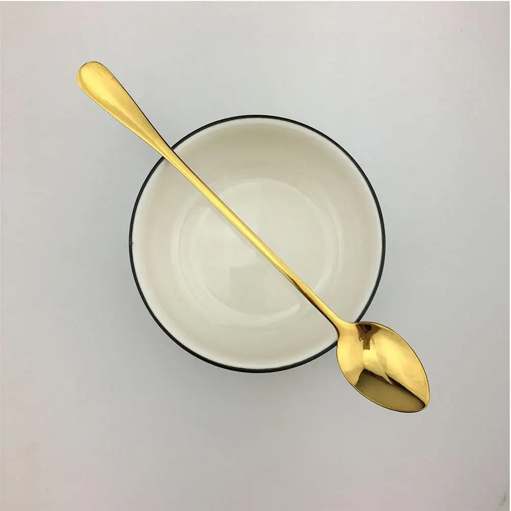 Кафе чайная ложка Западная еда набор столовых приборов мороженое суп Золото Нержавеющая сталь длинный набор посуды кухонная хозяйственная