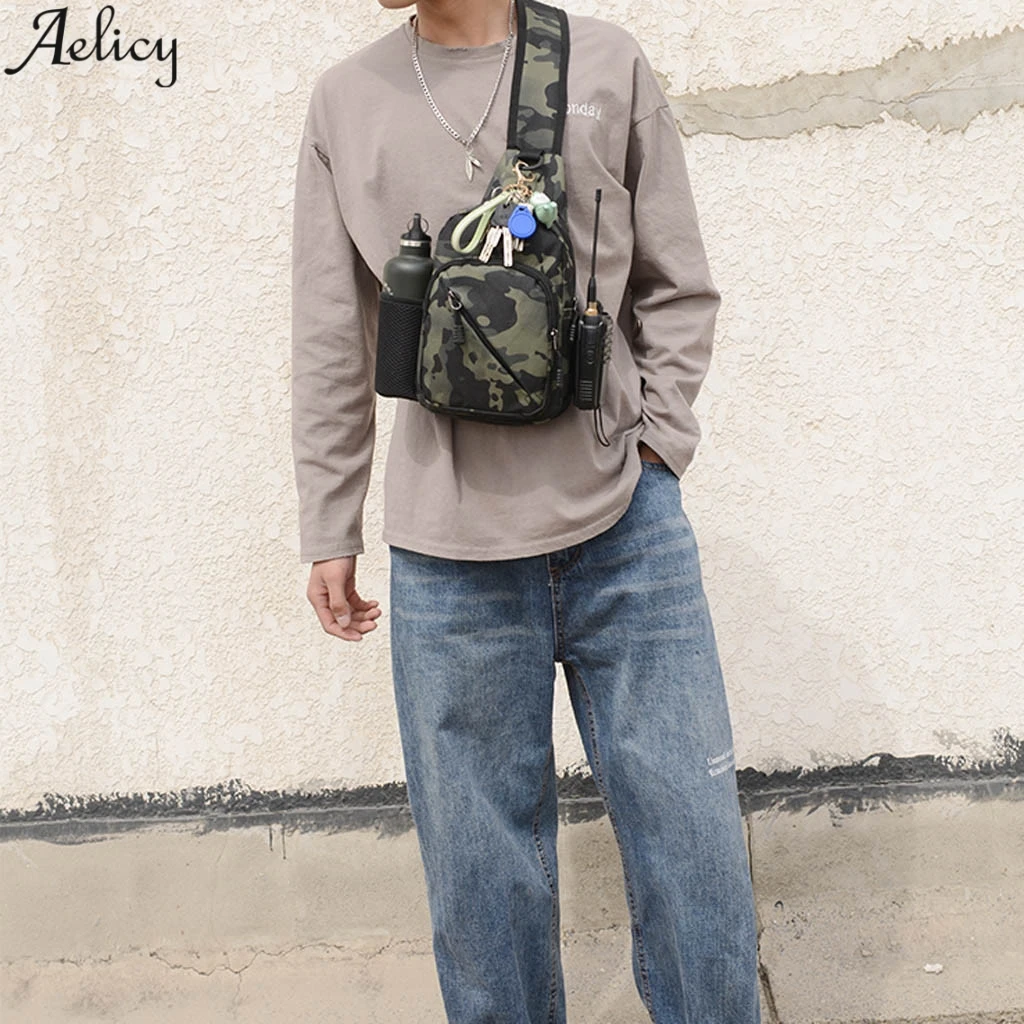 Aelicy камуфляжная нейлоновая Мужская нагрудная сумка с одним ремешком дорожная