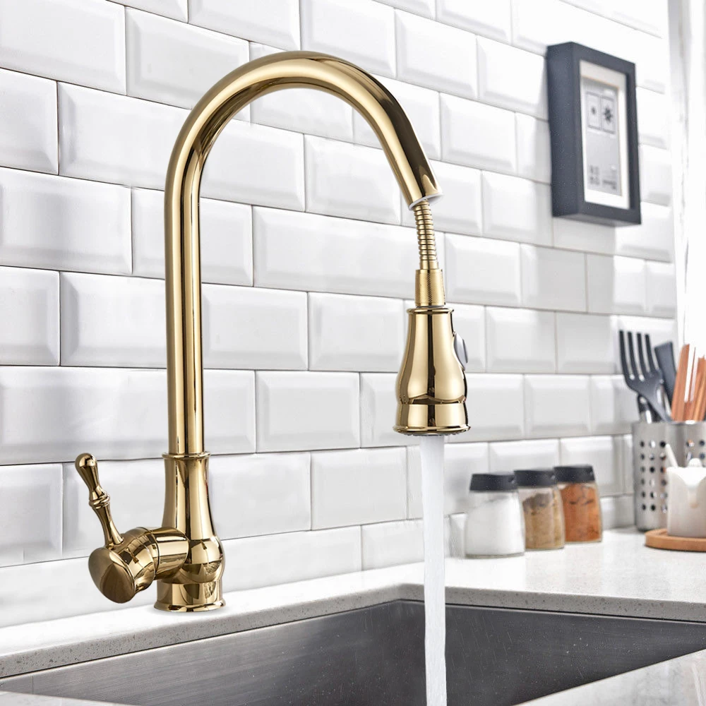 Kitchen Faucet Brass Black Bronze/Chrome/Nickel Brushed/Gold High Arch