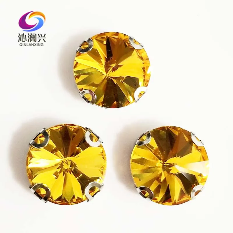 

Round shape Golden yellow AAA glass crystal D shape claw rhinestones,flatback sew on stones,diy/apparel accessories SWRD19