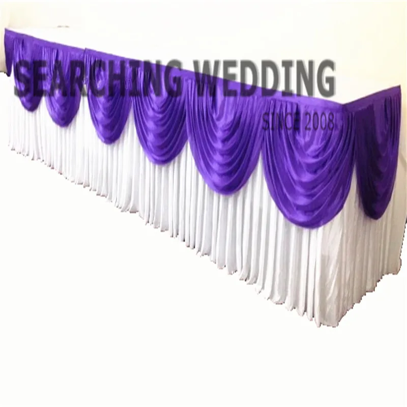 3M Lot Ice Silk Table Skirt Table Cloth Skirting For Wedding Decoration