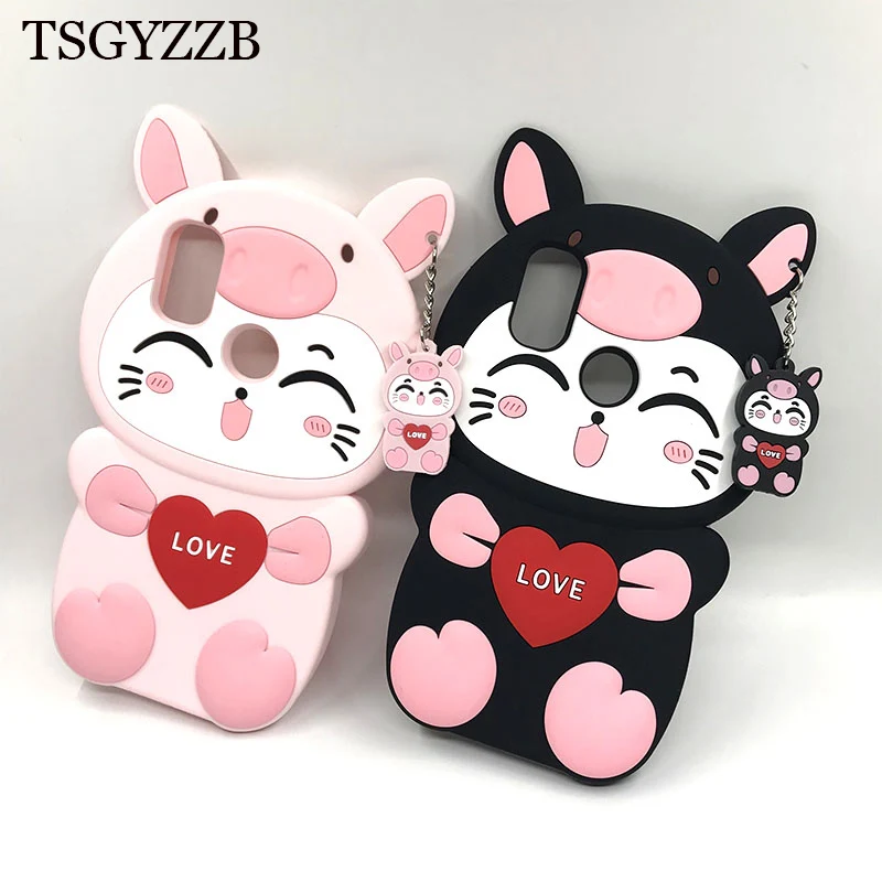 Silicone Case For Xiaomi Redmi Note 7 Pro 5 3D Cartoon Lucky Cat Cover Mi A2 6X 6 6A S2 Y2 | Мобильные телефоны и