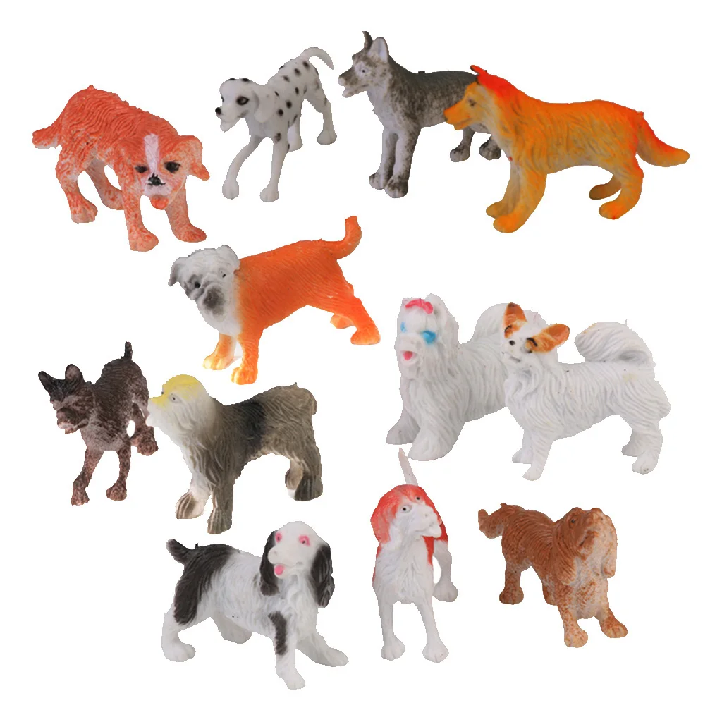 12Pcs/Pack Multi-Color Plastic Dog Pet Animal Model Toy for Kids Children Toddlers Gift Room Desk Table Decor
