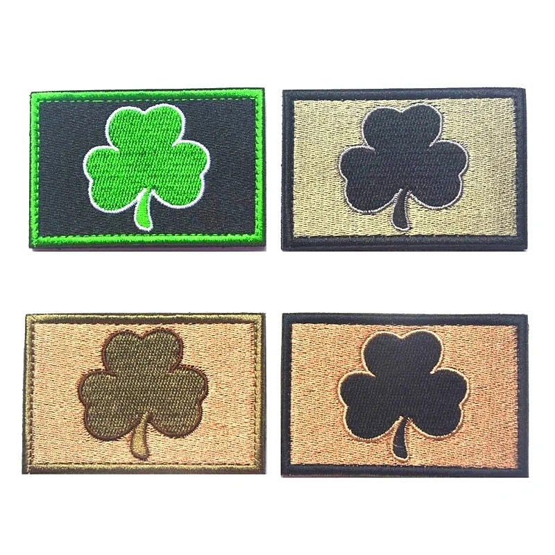 

Clover Embroidery Patch Emblem Badge Subdued Irish Flag Tactical Morale Patches Decorative Patches Sewing Applique Embellishment