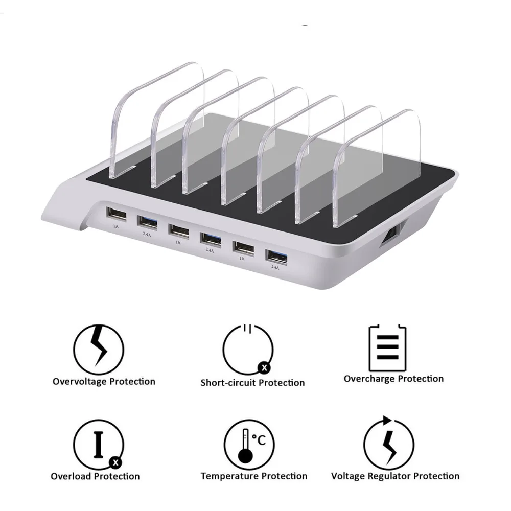 6 портов usb зарядная станция универсальный настольный планшет и смартфон мульти-устройство концентратор зарядная док-станция для iPhone, iPad, Galaxy Tablet