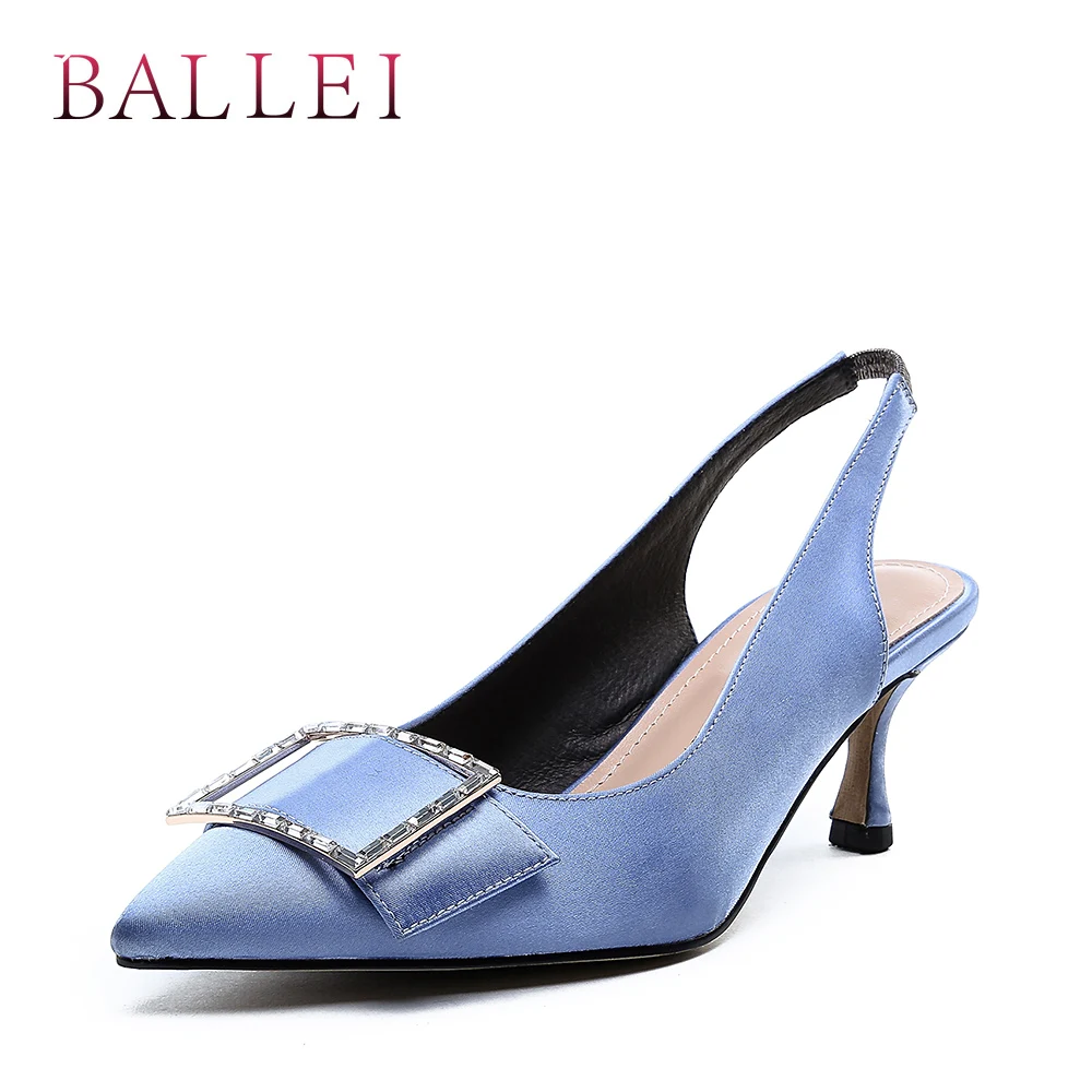 

BALLE Handmade Woman Summer Sandals Luxury Satin Sexy Thin Heel Back-strap Fashion Buckle Shoes Classic Elegant Retro Sandal S72