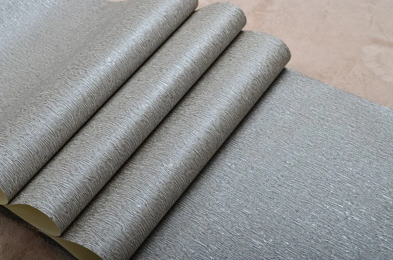 Silver Grey Black Metallic Textured Wallpaper Roll Gray Modern Striped