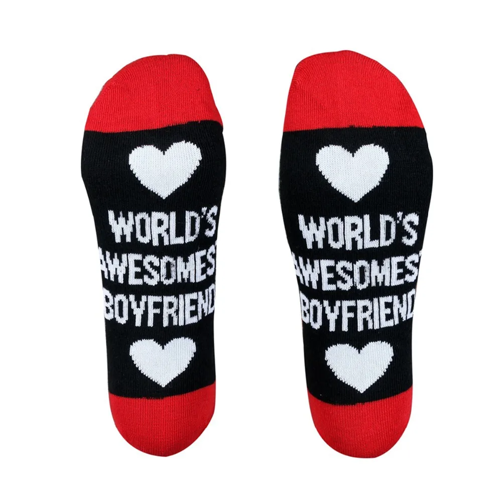 Осенне-зимние повседневные Модные забавные теплые носки с принтом в виде сердца для девушки/бойфренда; сезон осень-весна