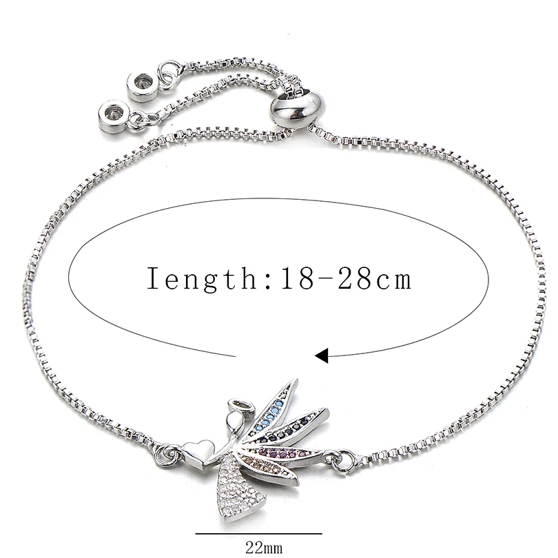 Pipitree нежные сердечные браслеты с ангелом для женщин леди Регулируемая цепь AAA Циркон Кристалл Шарм Браслеты любовника ювелирные изделия подарок