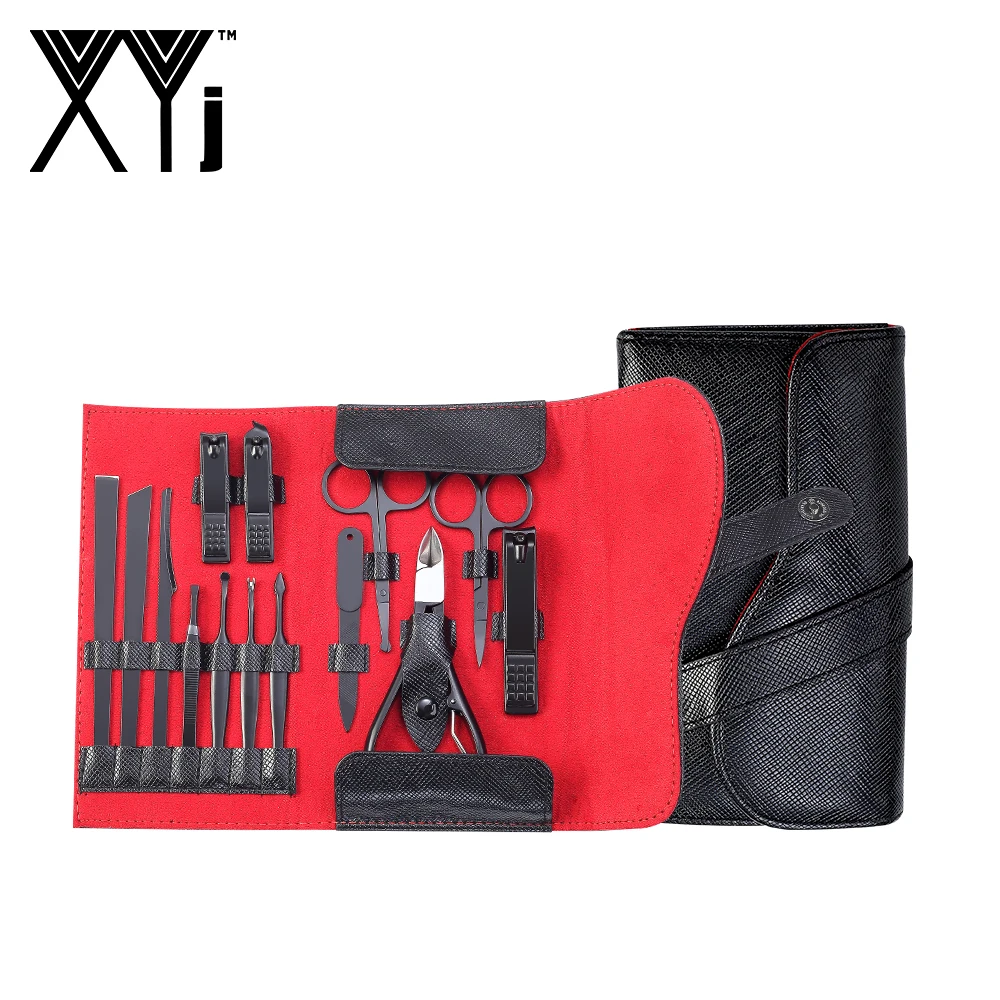 

XYj Professional Stainless Steel Nail Clipper Travel Grooming Kit Nail Tools Manicure Pedicure Set 14 Pcs with Luxurious Case