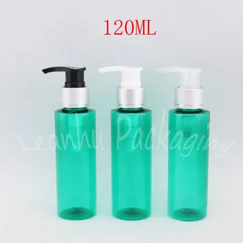 

120ML Green Plastic Bottle With Lotion Pump , 120CC Empty Cosmetic Container , Makeup Sub-bottling ( 40 PC/Lot )