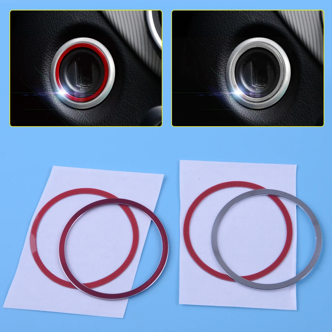DWCX Keyless Ignition Start Button Ring Cover Trim Fit For Mercedes Benz W205 Sedan C Class 2015