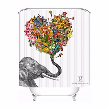 

Custom Elephant Aztec Bathroom Acceptable Shower Curtain Polyester Fabric Bathroom Curtain #180318-37-8