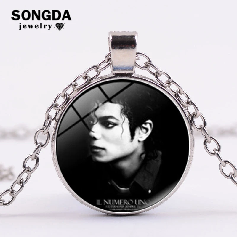 SONGDA Новое поступление классическое ожерелье Джексон Майкл заявление MJ король поп-арт фото стеклянная цепь из кабошона ожерелья-сувениры