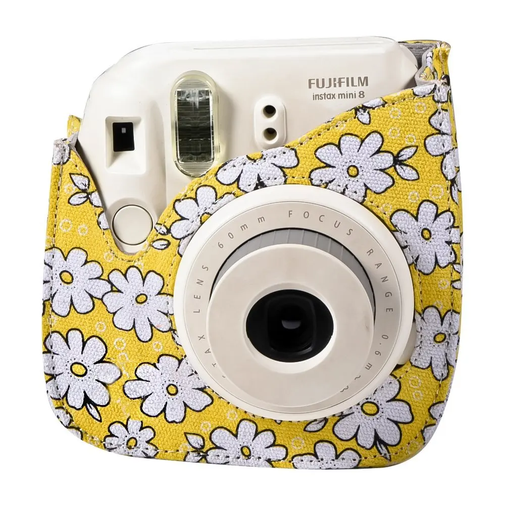 Lovely Flower Denim Fabric Camera Bag Case with Shoulder Strap for