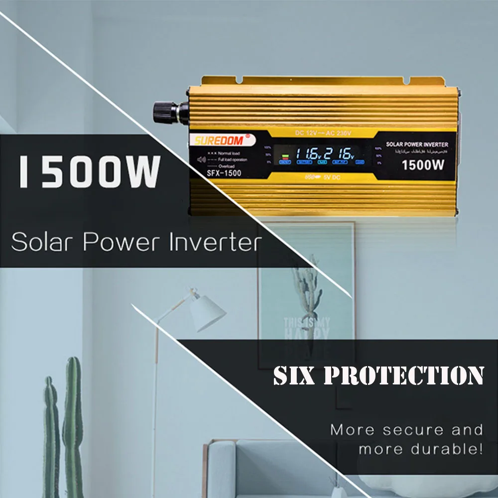 

DC12V To AC110V 220V1500w Car Power Inverter Modified Sine Wave Power Supply Vehicle-mounted Inverter Solar Converter