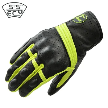 

SSPEC Real Leather breathable Motorcycle Gloves Protective Gears Motocross Gloves touch screen Motobiker gloves
