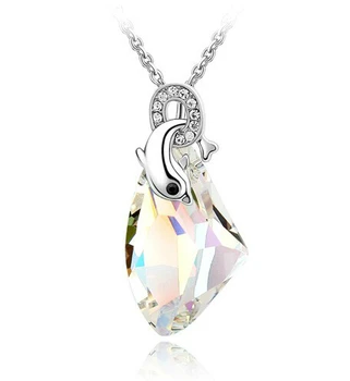 AAAA+ austrian Crystal Dolphin Pendant Necklace fashion jewelry Free drop Shipping promotion charms women girl party top quality