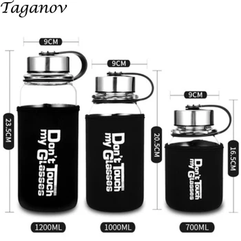 

Drinkware Large capacity glass with Tea Infuser & case 700 ml 1000 ml 1200 ml Portable Sport tea water heat-resistant glass gift