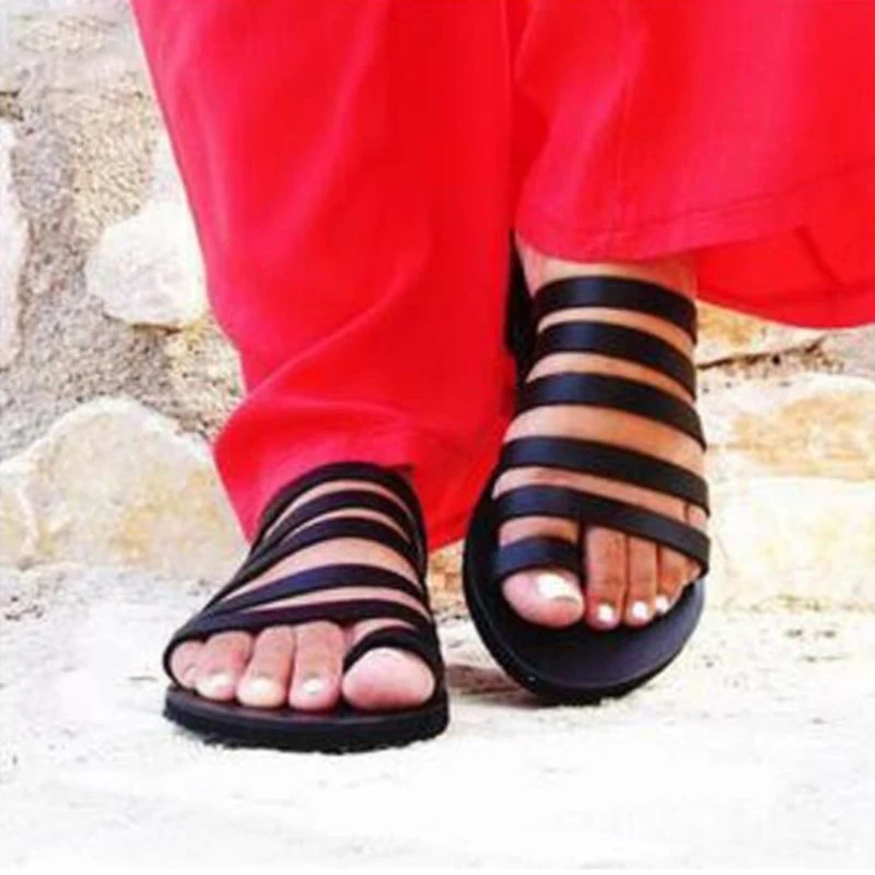 Fashion Summer Women Flat Sandals  Gladiator Sandals Ladies Strap Slippers Roman Female Flip Flops Outdoor Casual Sandales Femme