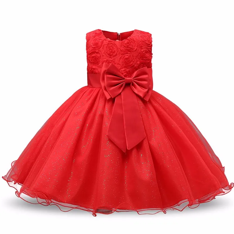 O-neck Sleeveless Bow Floral Waist Princess Flower Girl Party Dress