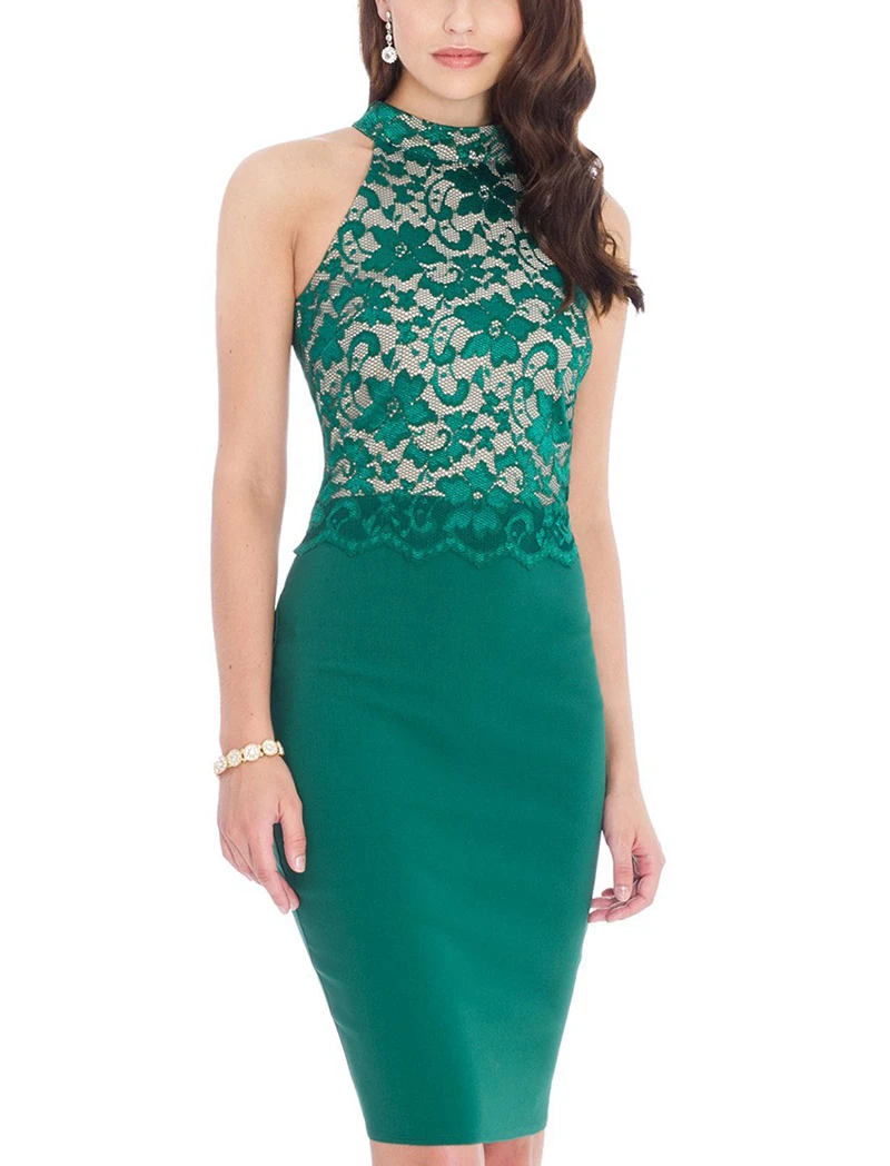 green lace bodycon dress