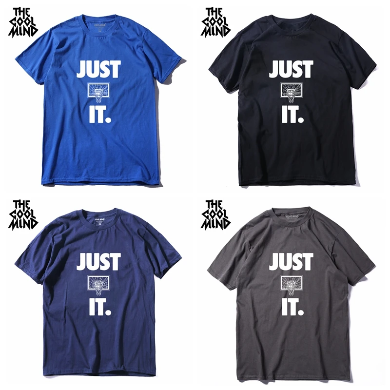 COOLMIND 100% القطن قمصان قصيرة الأكمام كرة السلة الرجال t قميص عارضة الصيف فضفاضة الرجال التي شيرت بارد تي شيرتات عجيبة المحملة قميص