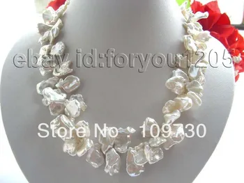 

Jewelry 00831 Genuine Natural 18mm White Keshi Reborn Pearl Necklace