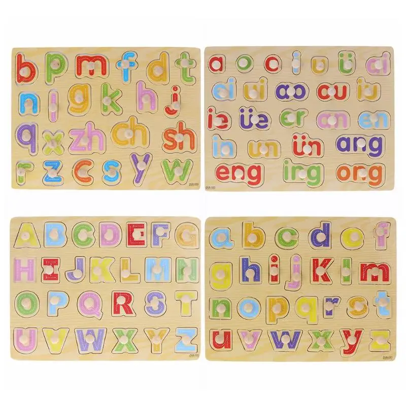 Деревянные головоломки игрушки Дети алфавит деревянные головоломки понять доска головоломки пластины Дети образовательных развивающая