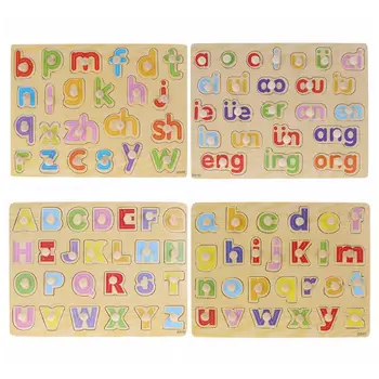 

Wood Puzzle Toys Children Alphabet Wood Jigsaw Grasp Board Puzzles Plate Kids Educational Developing Toy