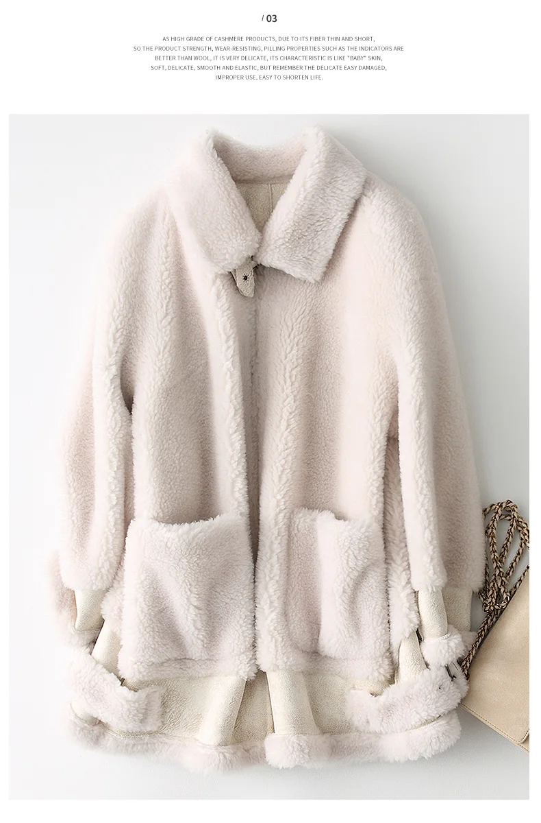 AYUNSUE, стрижка овец, настоящее меховое пальто, Корейская элегантная повседневная женская Зимняя шерстяная куртка, женское теплое красное