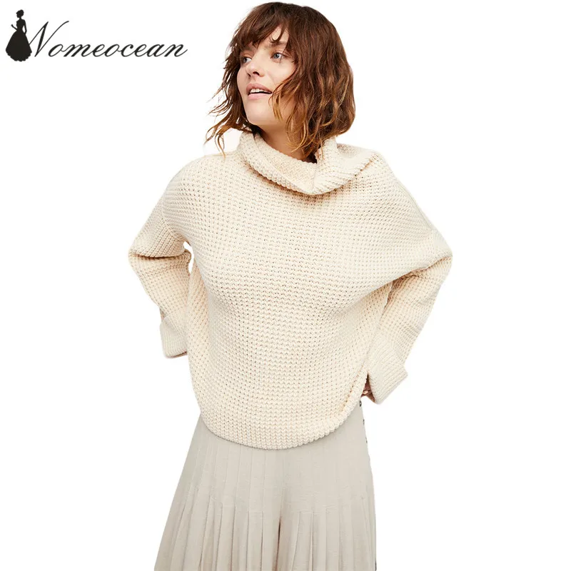 Personality Knitted Women's Turtleneck Sweaters Solid Color Loose Pullover Sweater Top 2018 New Arrival M18010316 | Женская одежда
