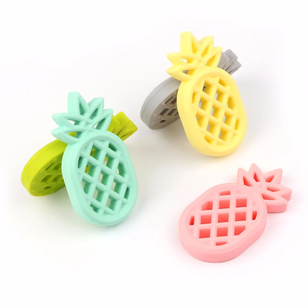 

1pcs Pineapple Silicone Teether Babies Teething Pendant Nursing Soft Silicone Beads Safe Toys For Soothe Teething Baby B0995