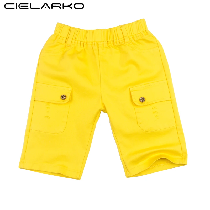 Cielarko Summer Baby Boys Pants Knee Length Kids Trousers Children Capris Elastic Waist Casual