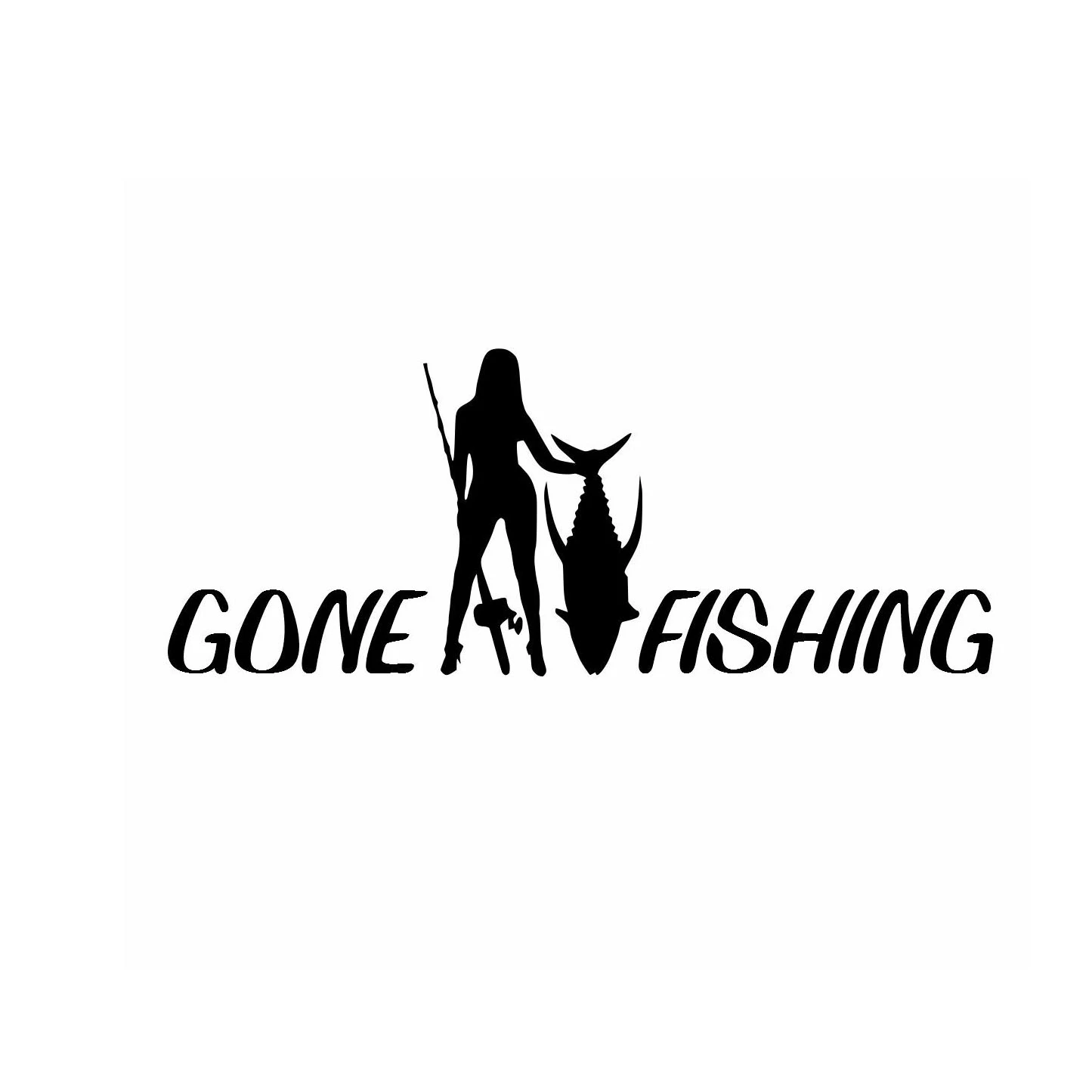 Gone fishing sticker fish reel bass lure skillet skilleton car boat