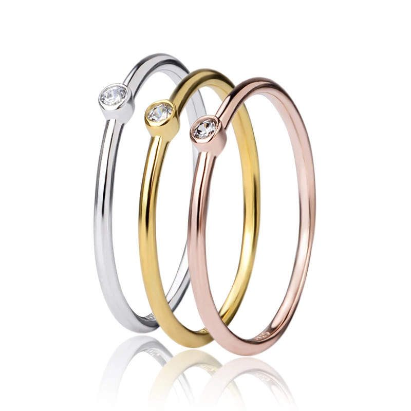 stackable stacking rings Strollgirl 925 Sterling Silver Stone Zircon