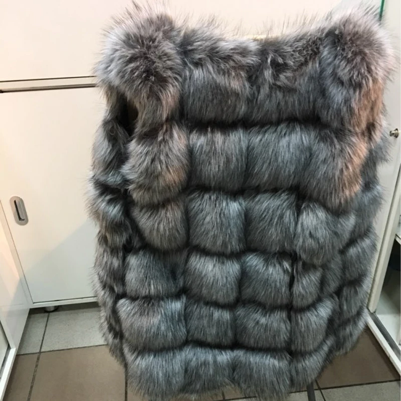 S 4XL Женщина Меховой Жилет 2017 Новый Зима Теплая Искусственного Лиса меховой