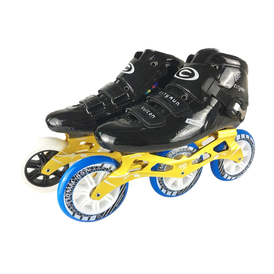 JEERKOOL Cityrun2 المهنية سرعة حذاء تزلج بعجلات الأسطوانة ألياف الكربون أحذية 110 مللي متر عجلات التزلج على الجليد للأطفال الكبار الرجال SH46