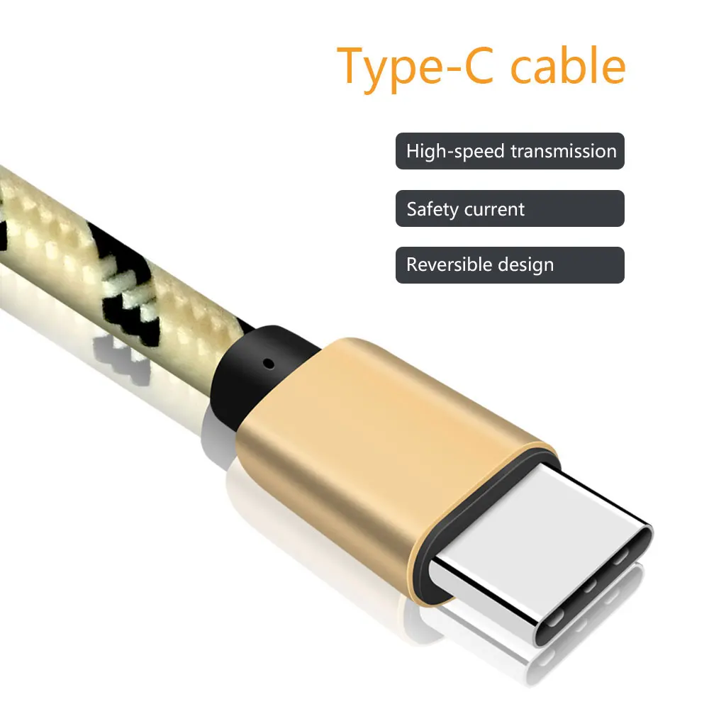 CAMDEMS 500pcs Accessory Bundles 1m 3ft type c Aluminum Alloy Braided Nylon usb data charging cable cord for oneplus 4 5 huawei |