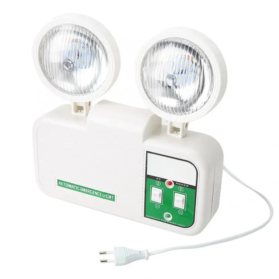 

2W Dual Lamp Head 3 Hours Exit 8 IP30 LEDs Emergency Light 110-220V EU Plug