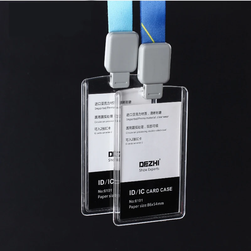 DEZHI Brand New Retractable Custom Lanyard with Full Transparent Business ID IC Card Holder,Vertical Horizontal Available