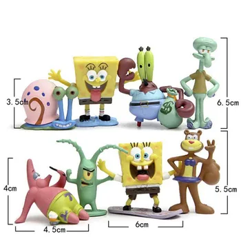 

Cute Spongebob Squarepants 8PC Cartoon Dolls Statue Fish Landscaping Squidward Tentacles Patrick Fish Tank Aquarium Decoration